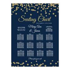 Seating Chart Gold Faux Glitter Confetti Navy Blue Zazzle