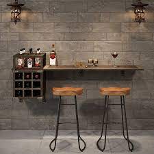 Brown Faux Leather Wood Pub Table