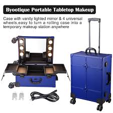 rolling makeup train case led light