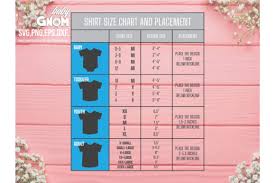 t shirt size chart and placement