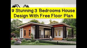 3 bedrooms house design with floor plan