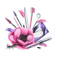 a drawing of makeup brushes and brushes