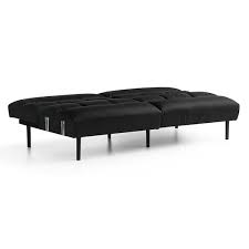 Black Faux Leather Futon Sofa Bed
