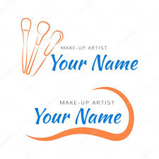 makeup logo with brush and curved line
