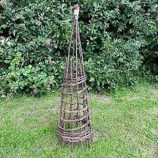 Rustic Spiral Willow Garden Obelisks 1