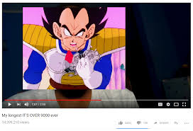 Over 9000 is a popular catchphrase derived from the japanese manga anime series dragon ball z, typically used as an innumerable quantifier to it's over 9000! What Is The Longest Time Vegeta Ever Said A Power Level It S Over 9000 Know Your Meme