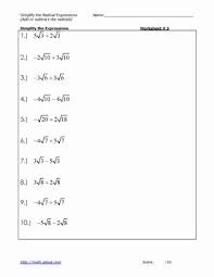 Simplifying Radicals Worksheet Pdf