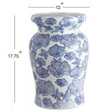 white blue ceramic garden stool