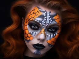 a woman with a snake face paint