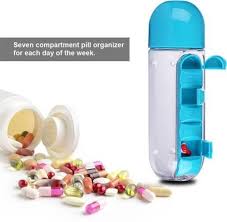 Medicine Pill Organizer Water Bottle