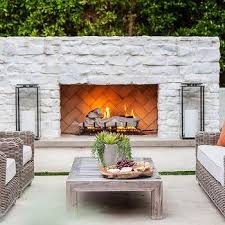 White Brick Outdoor Fireplace Design Ideas