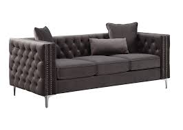Dark Gray On Tufted Velvet Sofa