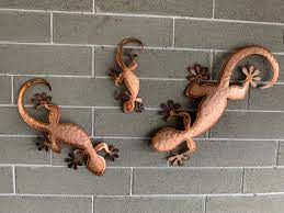 copper gecko wall art lizard metal