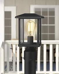 Emliviar Outdoor Post Light Fixtures 1 Light Exterior Post Lantern In Black Finish With Clear Glass 20064 P Bk Farmhouse Goals