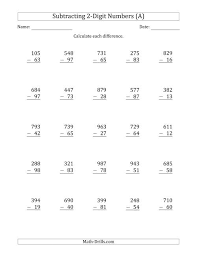 Looking for two digit subtraction worksheets without regrouping? 3 Digit Minus 2 Digit Subtraction A