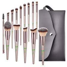 bestope conical handle makeup brushes with case bag professional premium synthetic makeup brush set kit for blending foundation powder blush
