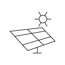 Simple Line Drawing Icon Of A Solar