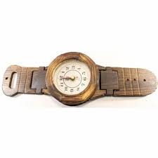 Brown Wooden Wrist Watch Wall Clock