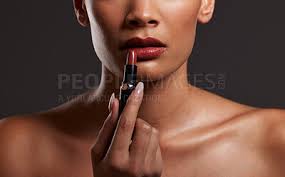 makeup lips and hands of woman with