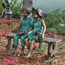 Girl On Bench Cast Bronze Garden Statue