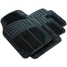 black rubber car floor mat set