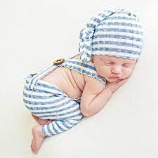 Set quần yếm + mũ có đuôi bằng thun tiện dụng làm phụ kiện chụp ảnh cho bé  sơ sinh - Quần áo sơ sinh