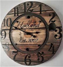Farmhouse Wood Spool Wall Clock 20 To