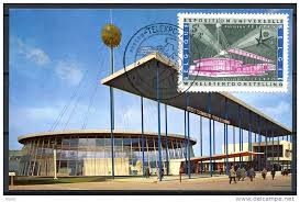 1958 – Bruxelles (Belgique) - BE 1052 CM / Carte maximum --- EXPO 58 --  Pavillon Telexpo -- Oblitération 1 jour avec Points