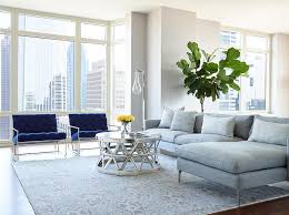 gray sofa with chaise lounge and blue