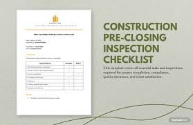 Construction Checklist Templates