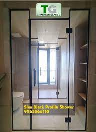 Aluminium Slim Black Profile Shower Glass