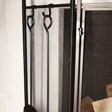 4 Panel Wrought Iron Fireplace Screen Fire Spark Guard Hinged Doors Wi