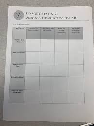 Solved Sensory Testing Vision Hearing Post Lab 1 Fill