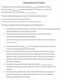 Maid Service Sample Agreement Janitorial Contract Cleaning