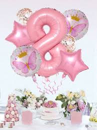 8pcs pink erfly 8 number balloon