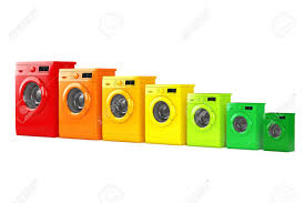 Washing Machines In Colours Of Energy Efficiency Chart On A White