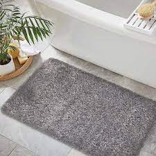 sushome solid gray bathroom rug 1