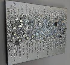 Silver Glam Glitter Wall Art Silver