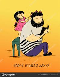 Fathers Day Card With Daughter Playing With Dad Stock