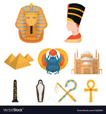 ancient egypt set icons in cartoon