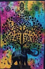 Tapestries Multicolor Elephant Tree