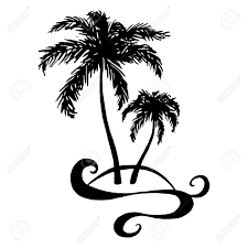 Find the perfect palm trees palm tree stock vector image. Monochrome Black And White Two Tropical Palm Tree Sea Ocean Beach Royalty Free Cliparts Vectors And Stock Illustration Image 92242283