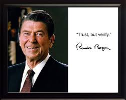 Amazon.com: Ronald Reagan Trust but Verify Quote Autograph 8x10 Framed  Photo: Photographs