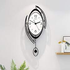 Oval Shape Wall Clock Quiet Silent Non