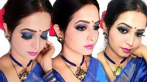 blue saree makeup look testing out new