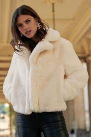 Buy Lipsy Cream Short Faux Fur Coat