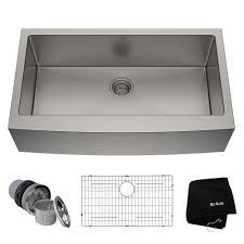 The width of your cabinet will be based off the width of your farmhouse sink and the width of your cabinets face frames. 36 Apron Front 16 Gauge Stainless Steel Single Bowl Kitchen Sink