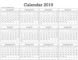 Free Yearly Calendar 2019 Business Calendar Templates