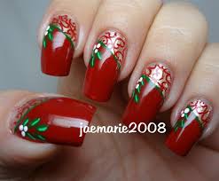 mistletoe vine nail design by