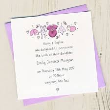 Pack Of Baby Girl Birth Announcement Cards
